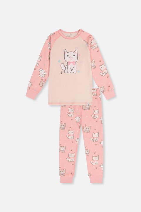 Cat Organic Cotton Top Pants Two Piece Pajama Set