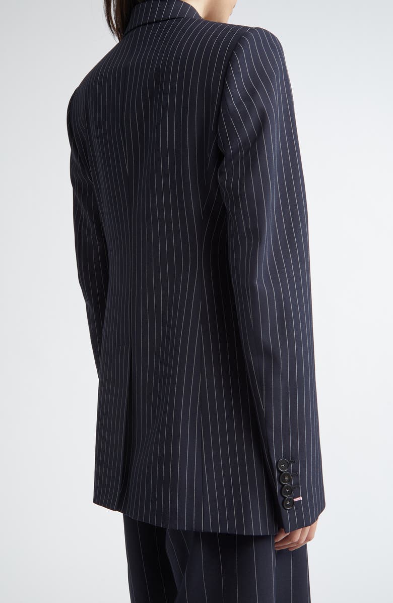 Stella McCartney Pinstripe Wool One-Button Blazer, Alternate, color, Ink