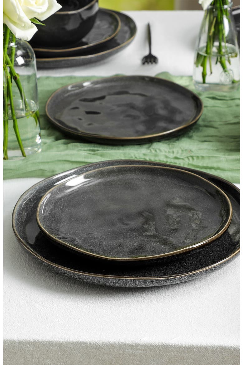 Mirella Stoneware 12-Piece Dinnerware Set, Alternate, color, Charcoal