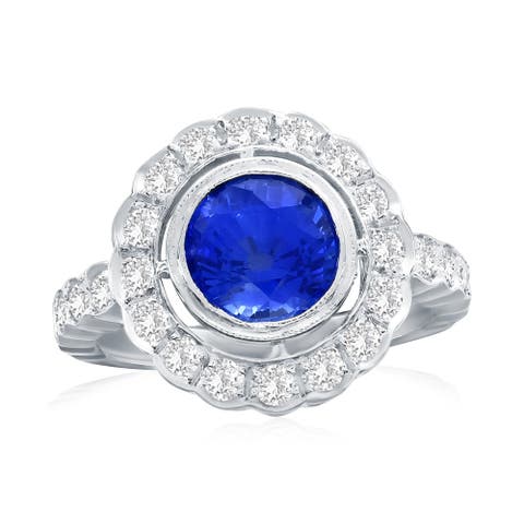 18K Gold Sapphire & Diamond Ring