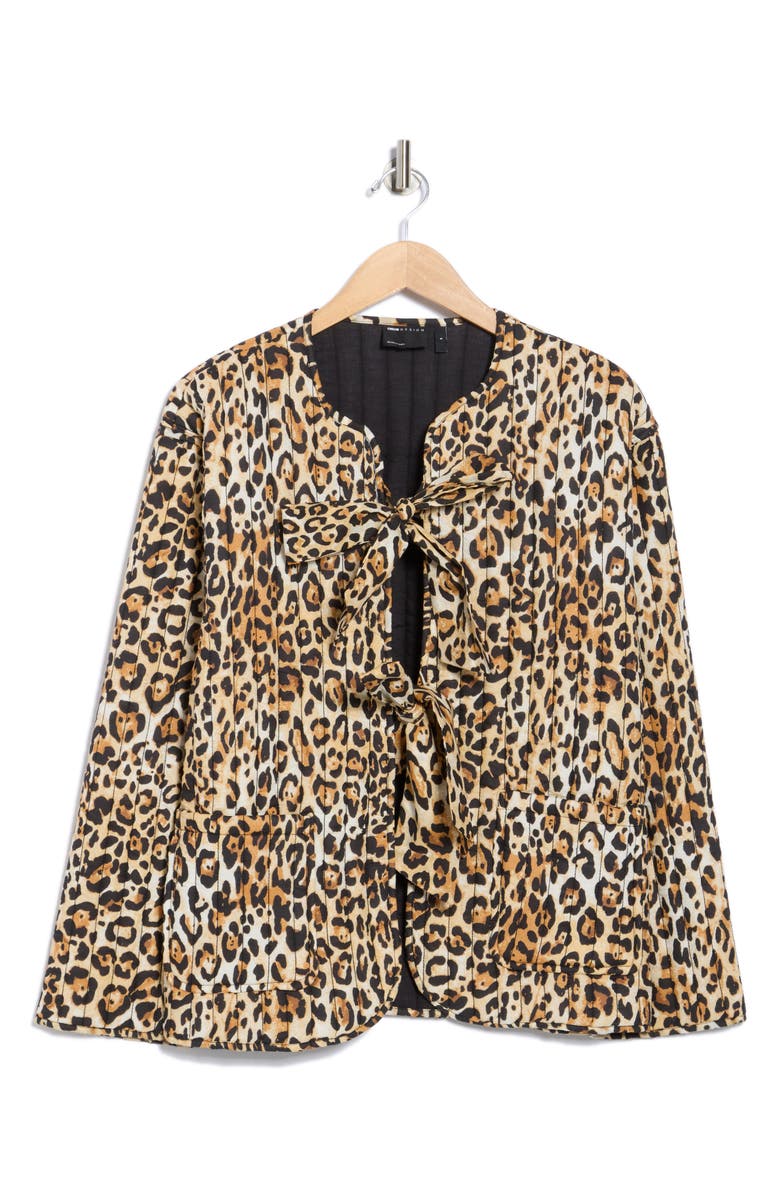 ASOS DESIGN Animal Quilted Jacket, Alternate, color, Brown