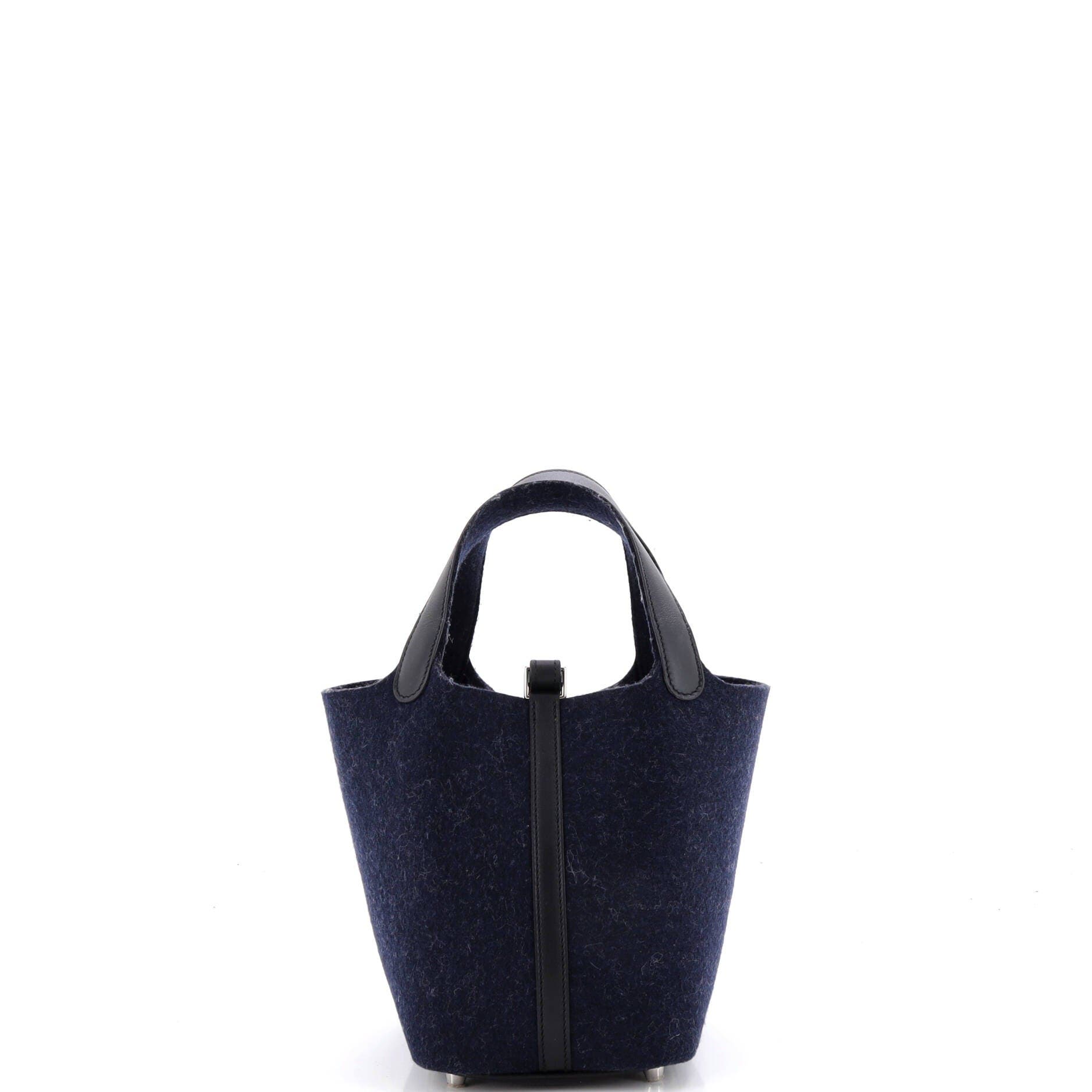 Pre-Owned Hermes Picotin Lock Bag Felt with Leather PM, Alternate, color, Bleu Nuit