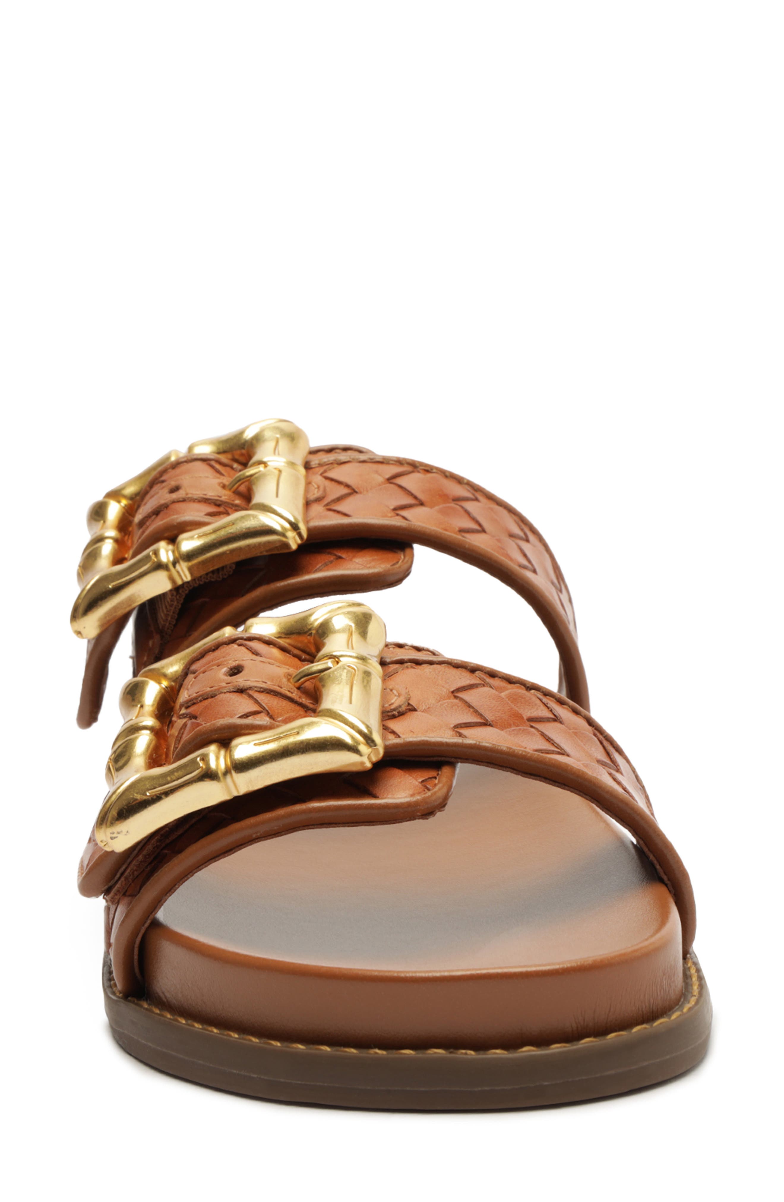 Schutz Enola Woven Strap Sandal, Alternate, color, Miele