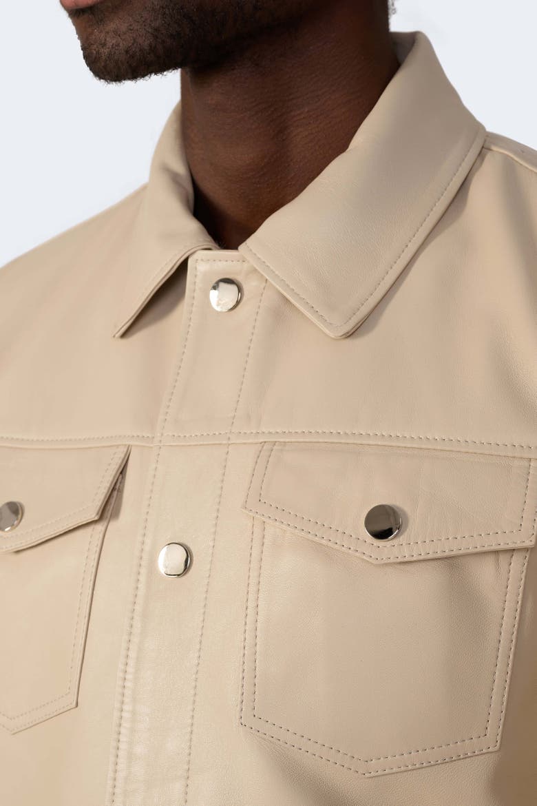 Jude Leather Jacket, Alternate, color, Beige