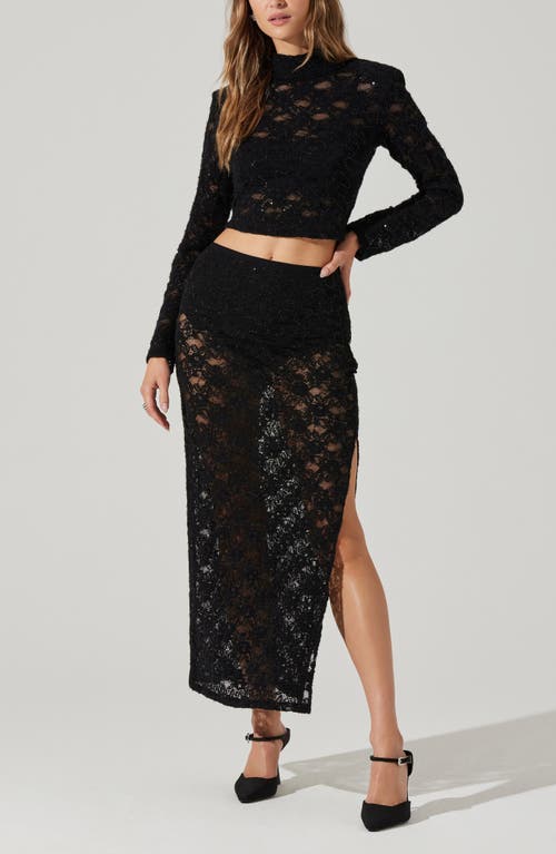 Astr The Label Roux Sequin Embellished Long Sleeve Crop Top In Black