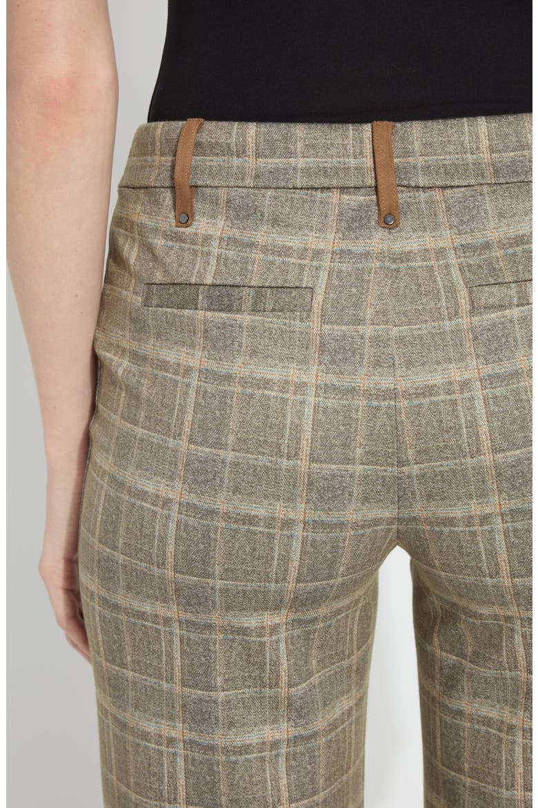 Livia Plaid High Waist Crop Wide Leg Ponte Pants, Alternate, color, SMOKED GREEN PLAID