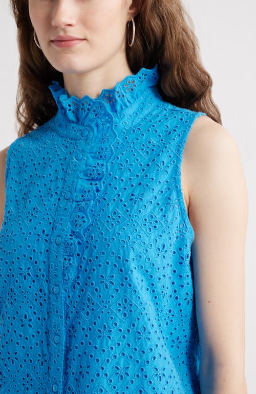 Caslonr Caslon(r) Ruffle Eyelet Sleeveless Button-up Shirt