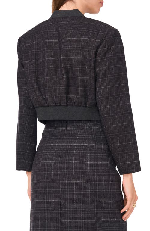 VINCE CAMUTO VINCE CAMUTO WINDOWPANE PLAID CROP BOMBER JACKET