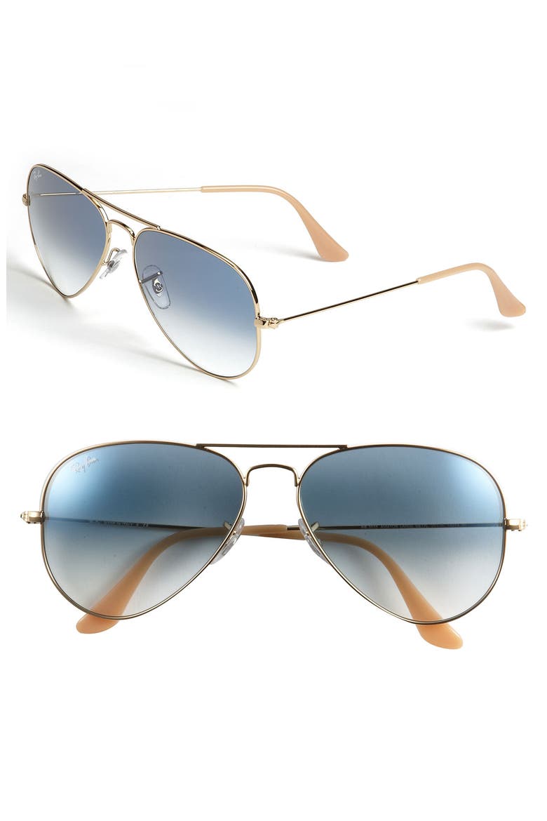 58mm Aviator Sunglasses, Main, color, GOLD/ BLUE GRADIENT