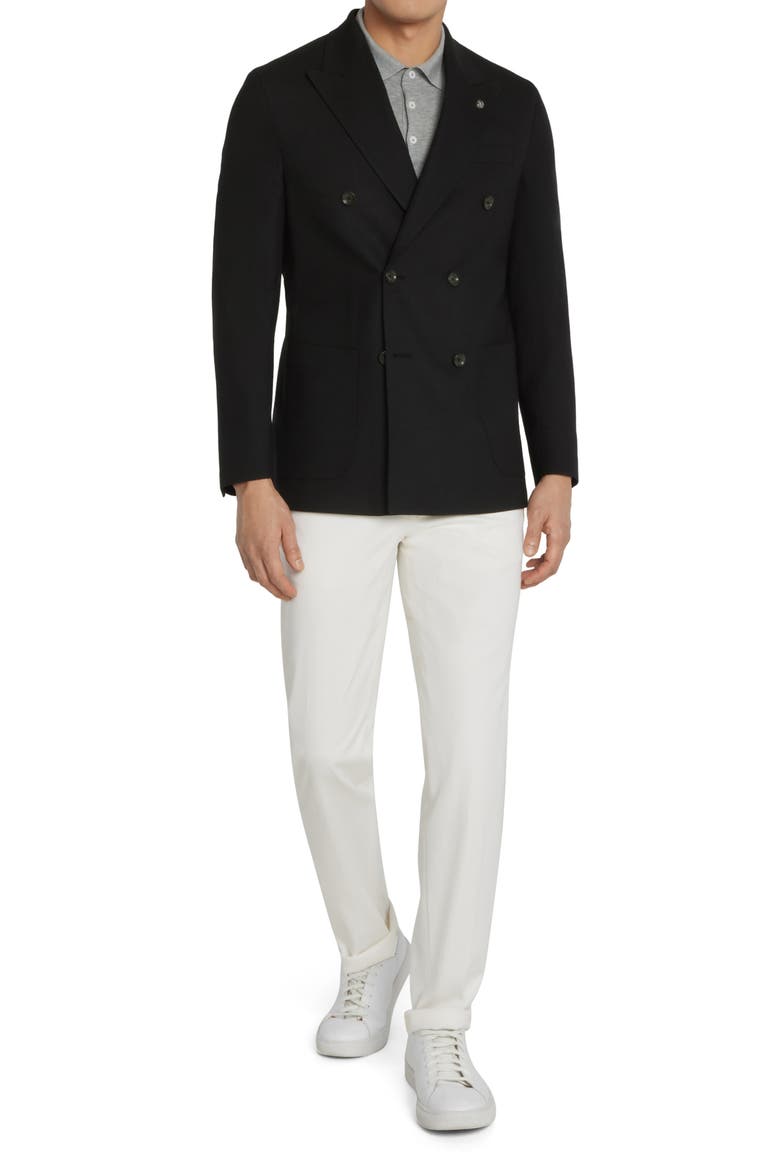 Hill Soft Constructed Double Breasted Wool Blend Sport Coat, Alternate, color, BLACK