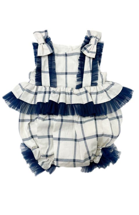 Checkered Linen Ruffle Romper (Toddler)