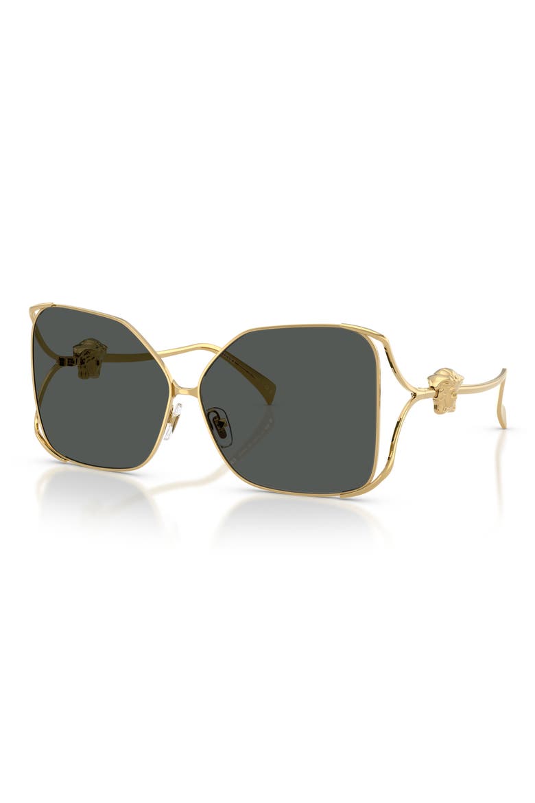 62mm Oversize Square Sunglasses, Alternate, color, GOLD / DARK GREY