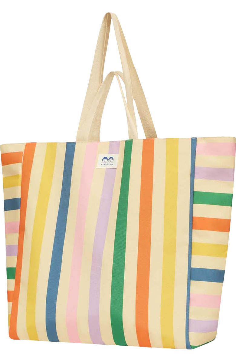 Mimi & Lula Kids' Stripe Canvas Beach Bag, Main, color, Light/ Pastel Orange