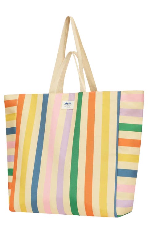 Kids' Stripe Canvas Beach Bag