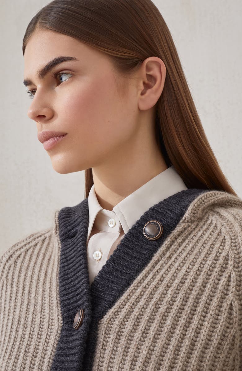 Brunello Cucinelli Cashmere Feather yarn cardigan, Alternate, color, Warm Beige