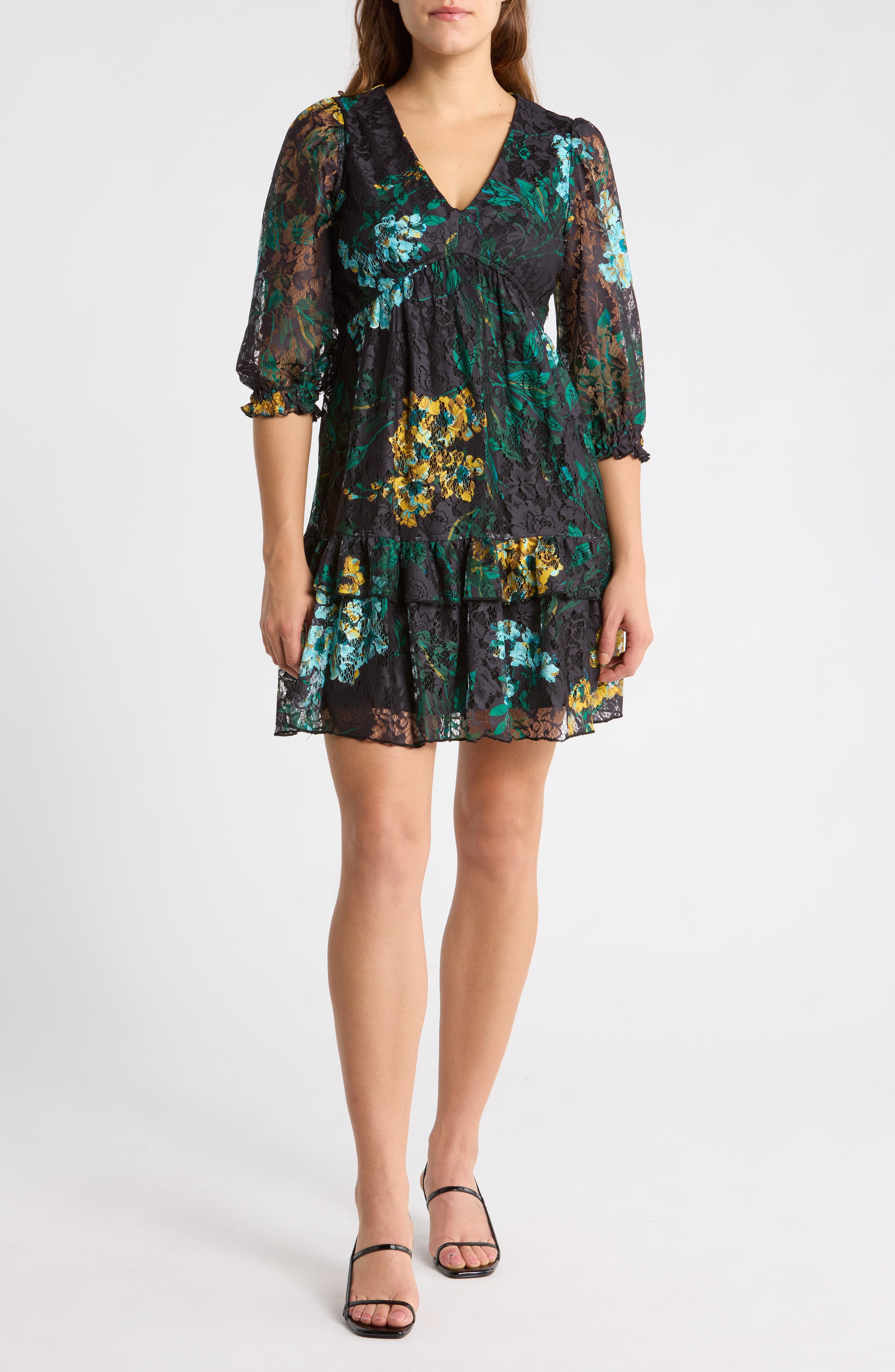 Print Rose Lace Dress