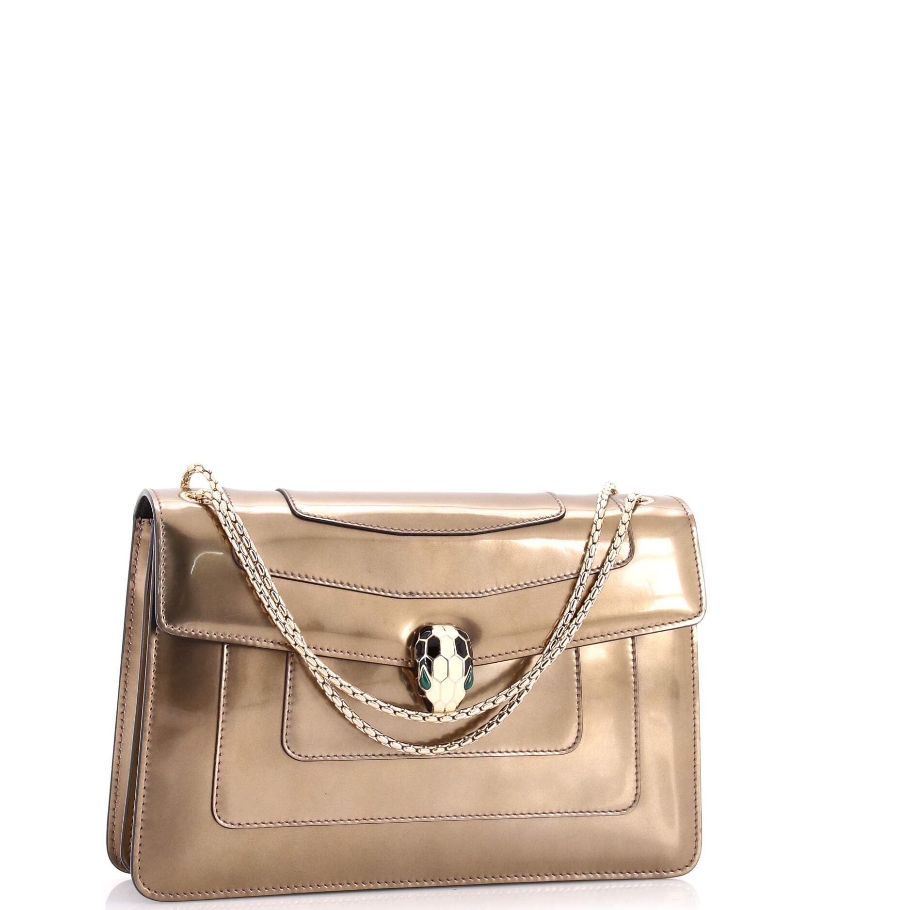 Serpenti Forever Shoulder Bag Metallic Leather Medium, Alternate, color, Metallic Gold