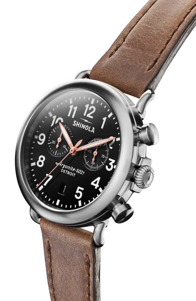 Shinola The Runwell Chronograph Leather Strap Watch, 41mm, Alternate, color, 