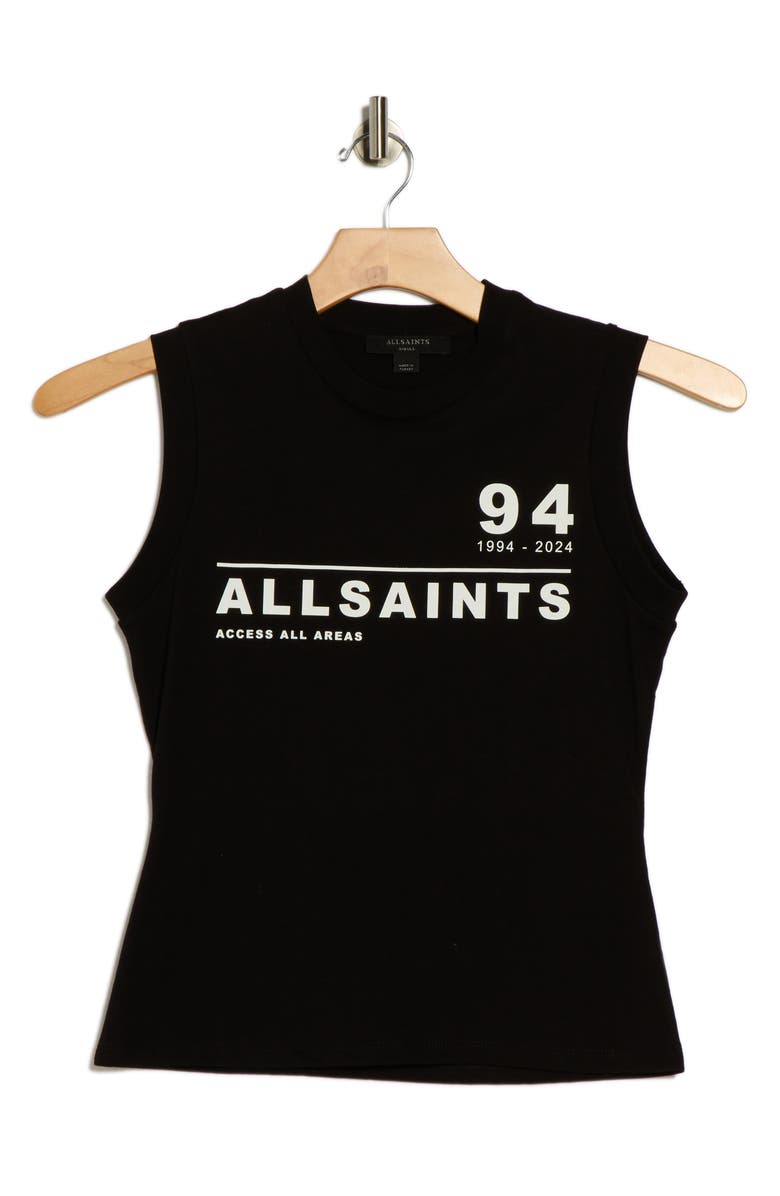 AllSaints Access Imogen Graphic Tank, Alternate, color, Black