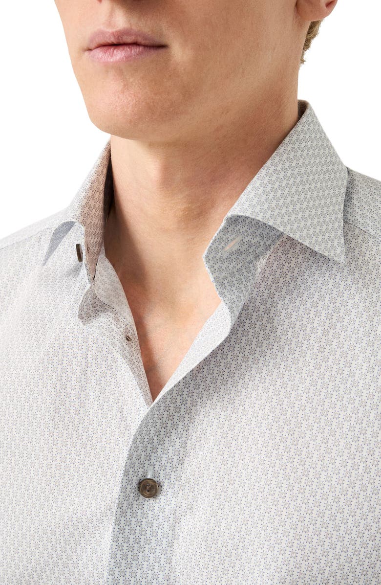 Eton Slim Fit Geometric Print Cotton Dress Shirt, Alternate, color, Medium Brown