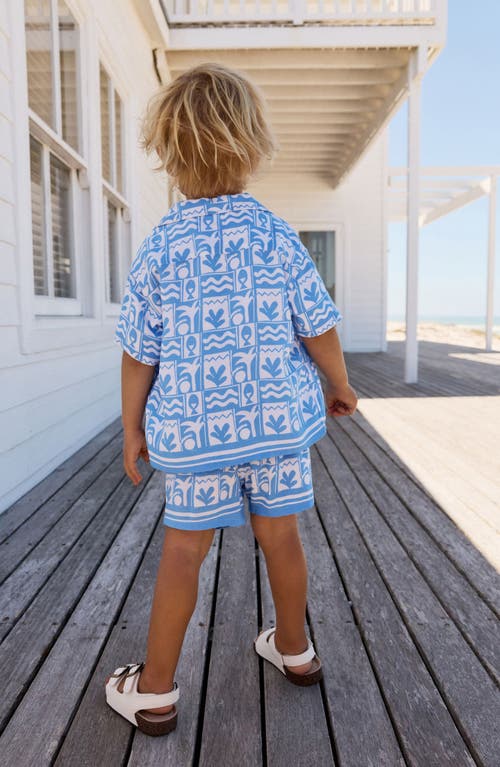 NEXT NEXT KIDS' TILE PRINT BUTTON-UP SHIRT & SHORTS SET 