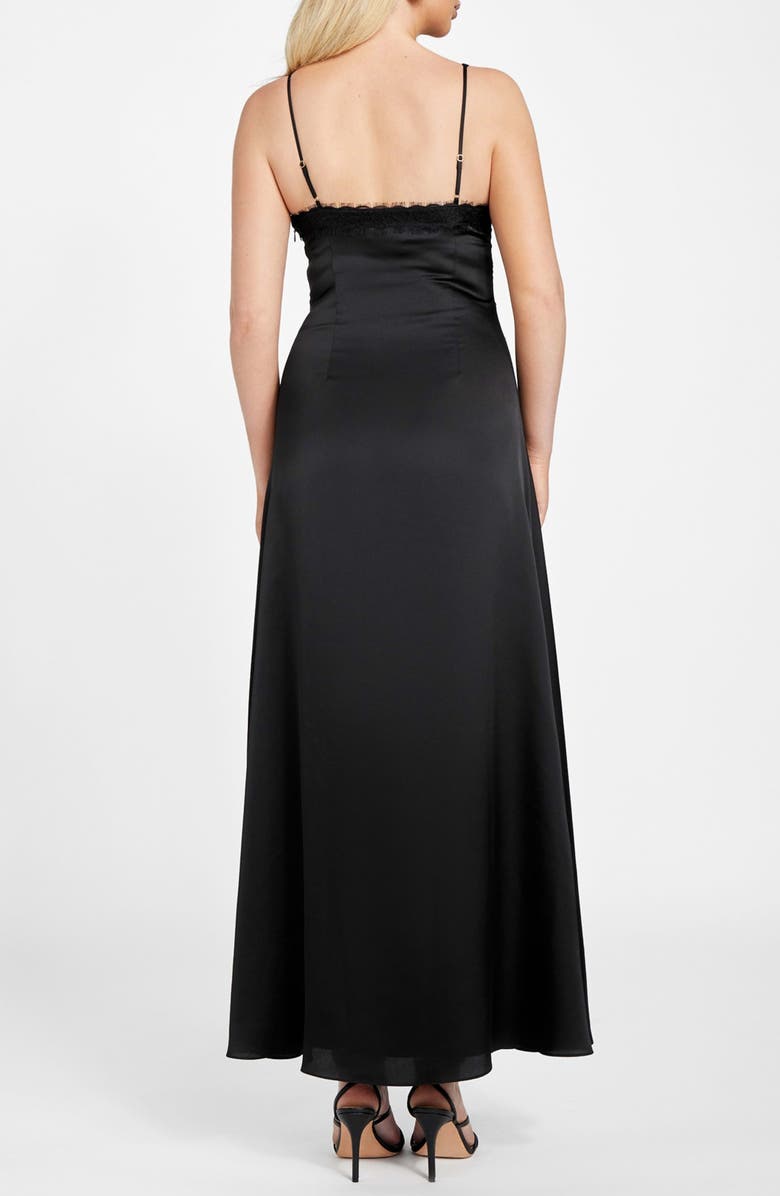 Marciano Jael Lace Detail Satin Slipdress, Alternate, color, Jblack-Black