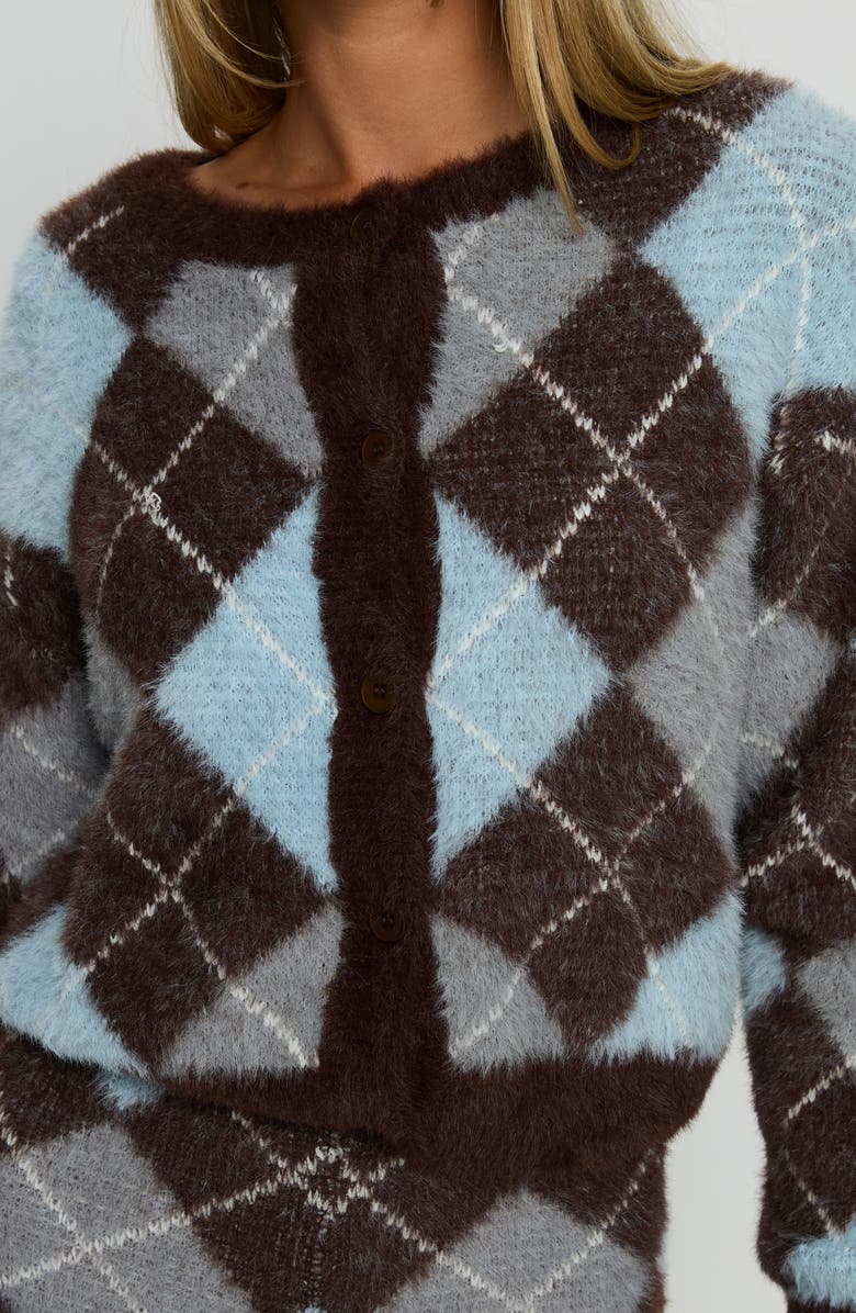 Princess Polly Kenlea Argyle Cardigan, Alternate, color, Blue Argyle