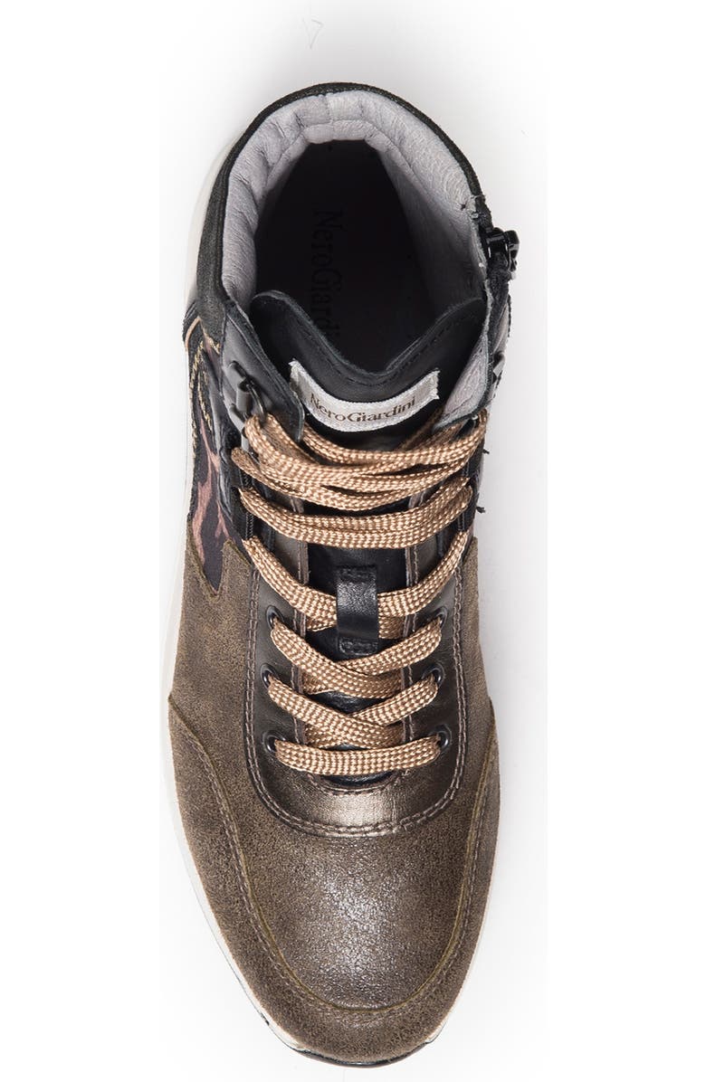 NeroGiardini Leopard Print Platform High Top Sneaker, Alternate, color,