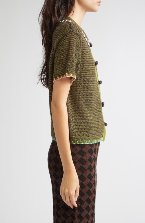 Yanyan Netty Lambswool Blend Button-up Shirt In Green