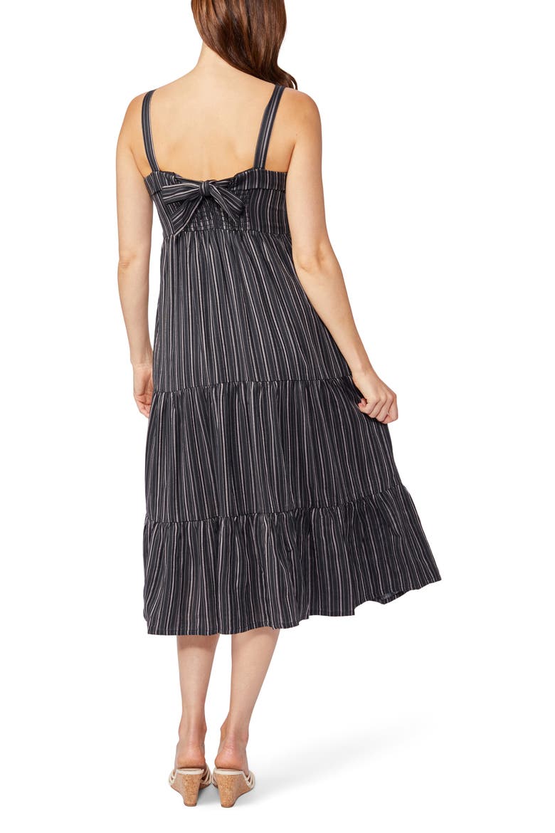 Santibel Stripe Tiered Midi Dress, Alternate, color, BLK MLTI