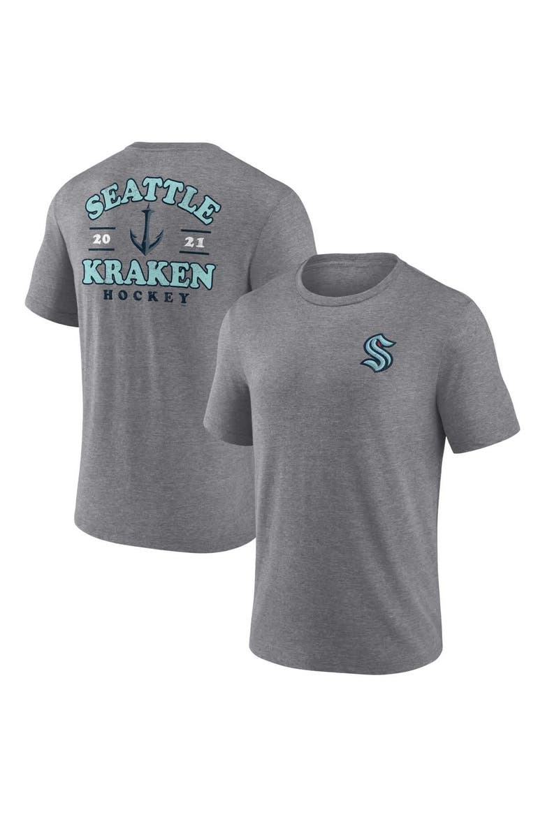 Men's Fanatics  Heather Gray Seattle Kraken Winger Tri-Blend T-Shirt, Alternate, color, Heather Gray