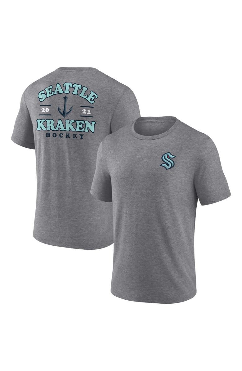 FANATICS Men's Fanatics  Heather Gray Seattle Kraken Winger Tri-Blend T-Shirt, Alternate, color, Heather Gray