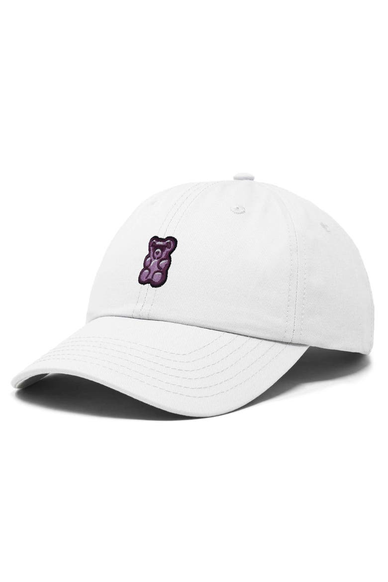 Purple Gummy Embroidered Cap, Alternate, color, White