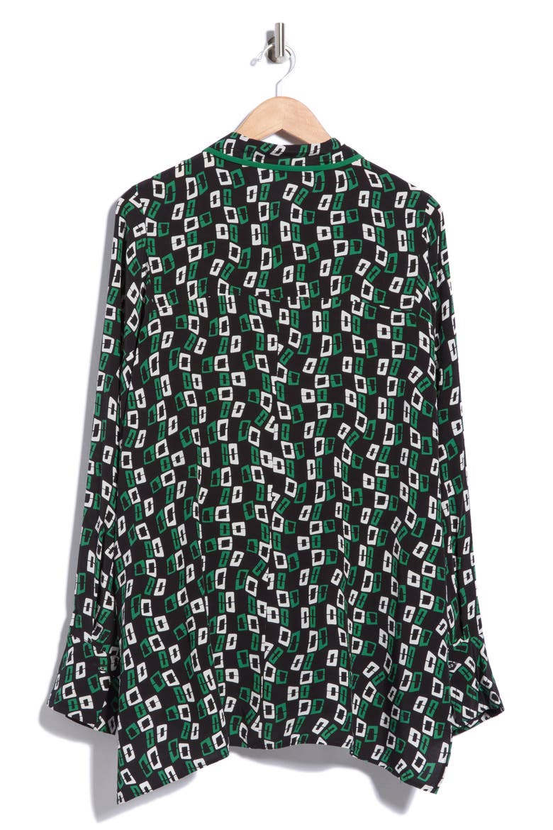 Alona Print Long Sleeve Shirt, Alternate, color, CHAIN SPOTS BLACK
