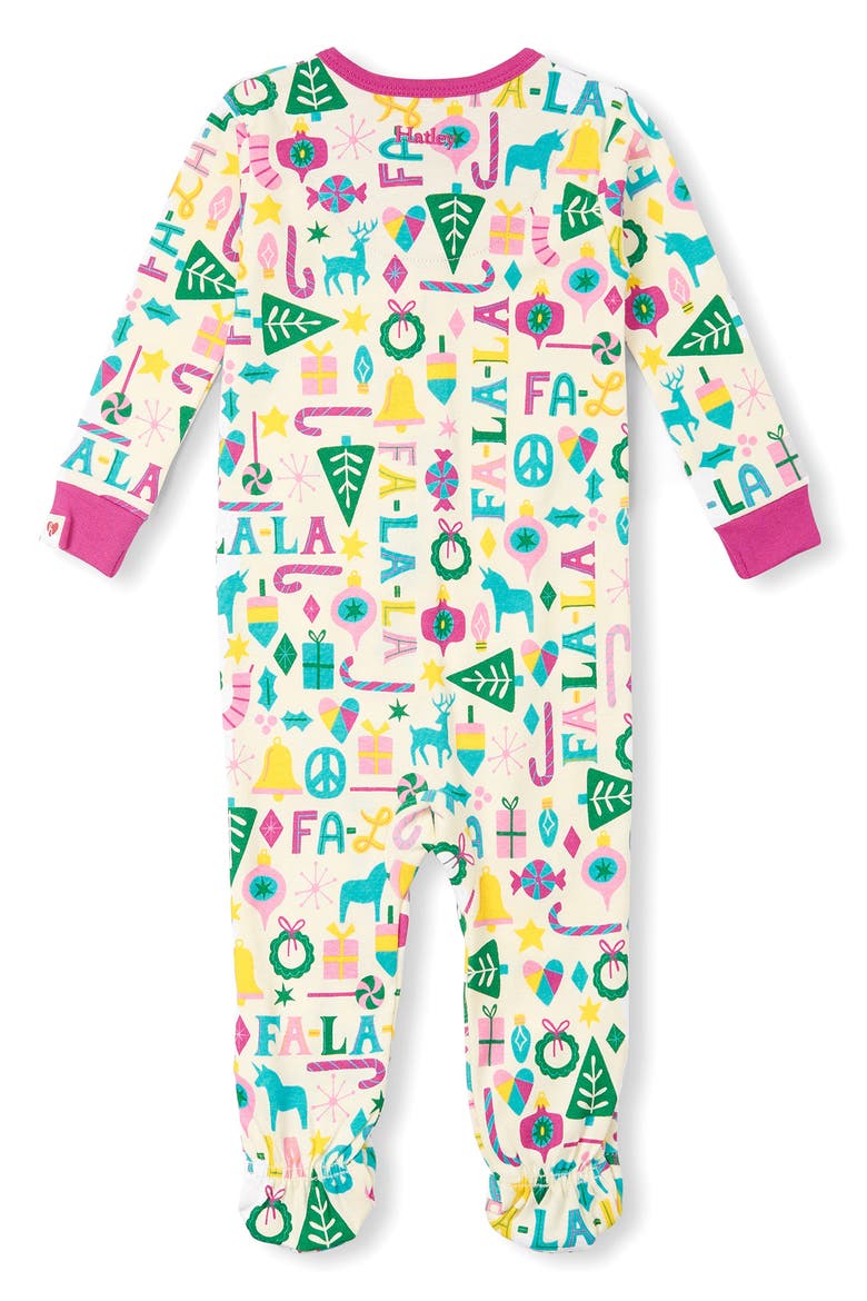 Fa-la-la Organic Cotton Zip Footie, Alternate, color, NATURAL