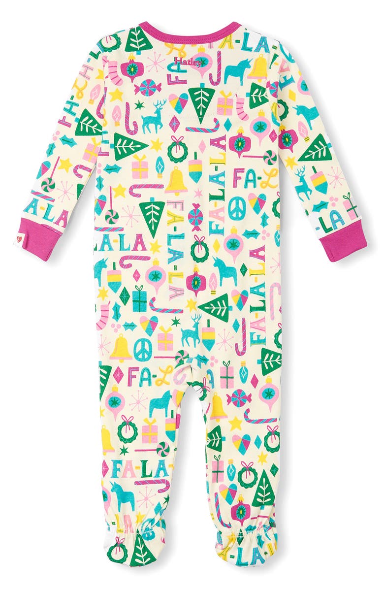 Hatley Fa-la-la Organic Cotton Zip Footie, Alternate, color, 