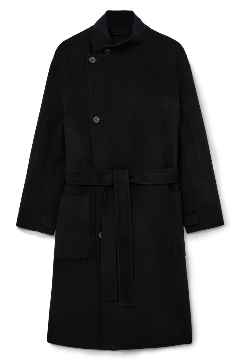 Selation Wool Blend Belted Overcoat, Alternate, color, NAVY
