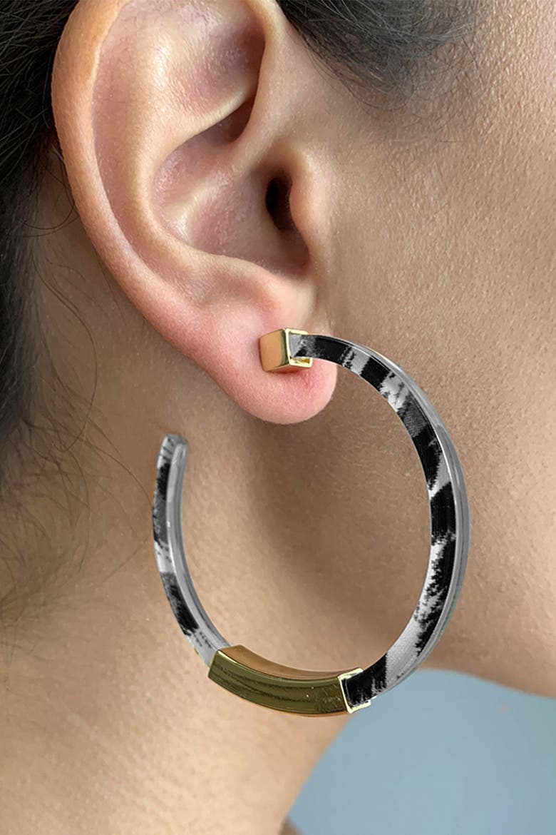 14K Yellow Gold Plated Bar Hoop Earrings, Alternate, color, MULTI