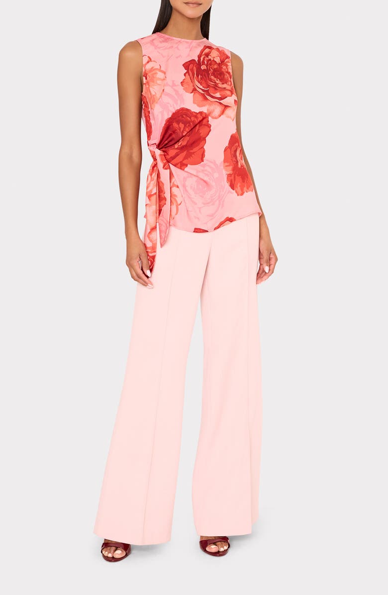 Milly Serena Floral Print Drape Sleeveless Top, Alternate, color, Pink Multi
