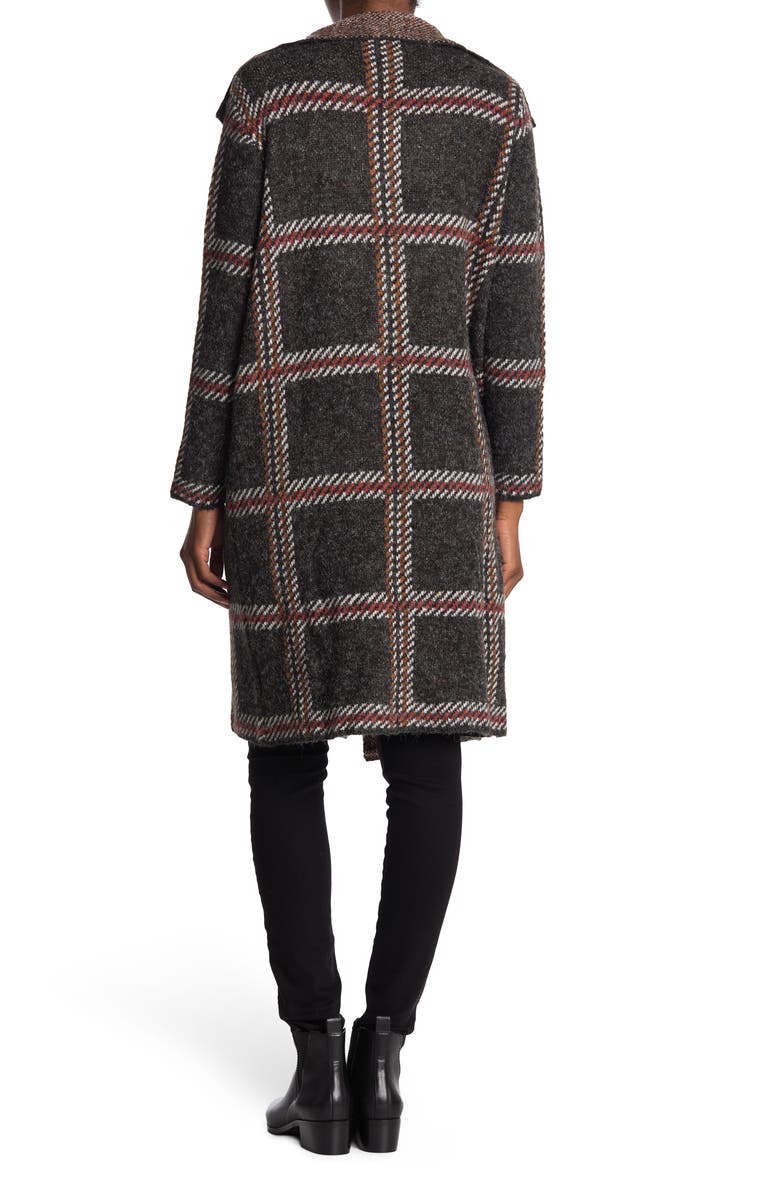 Joseph A Drape Collar Print Maxi Cardigan Sweater Coat, Alternate, color,