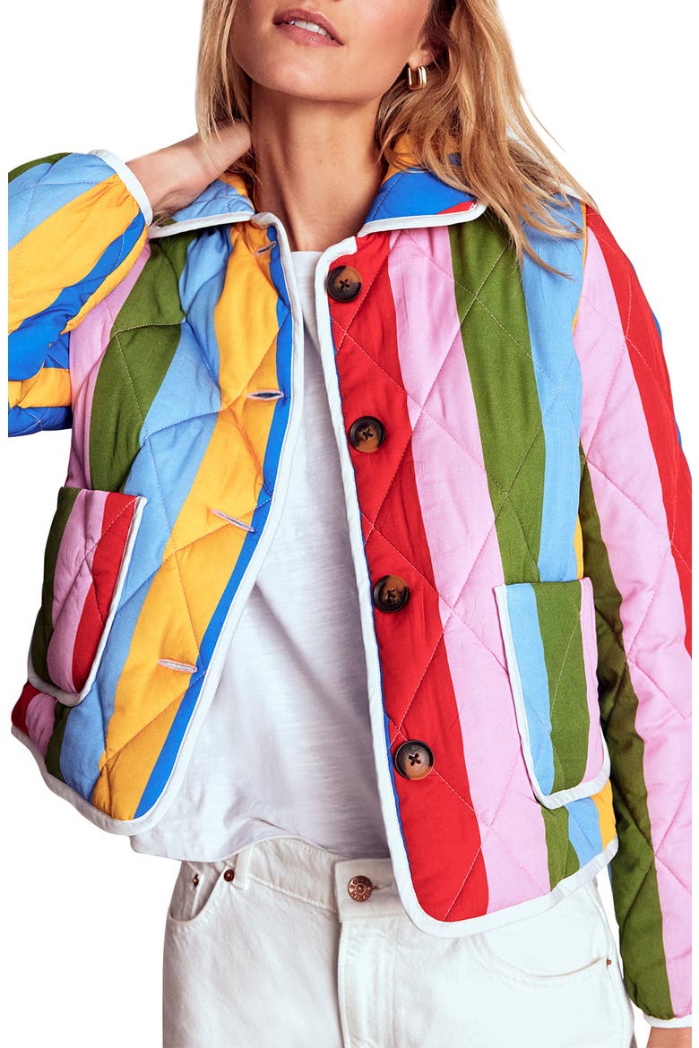 Fitzrovia Stripe Quilted Jacket, Main, color, RAINBOW STRIPE