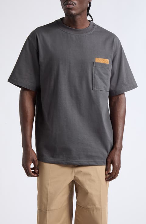 Pima Cotton Pocket T-Shirt with Intrecciato Suede Patch