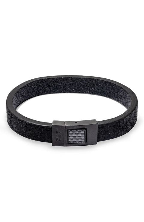 Leather & Carbon Fiber Bracelet