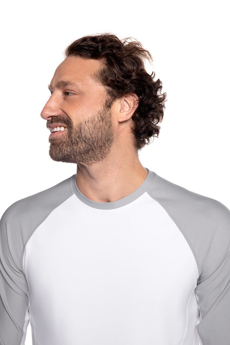 Men's LumaLeo Hightide Long Sleeve Swim Shirt, UPF 50+ Sun Protection, Alternate, color, Slate/White Colorblock