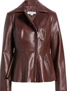 Via Spiga Peplum Faux Leather Moto Jacket
