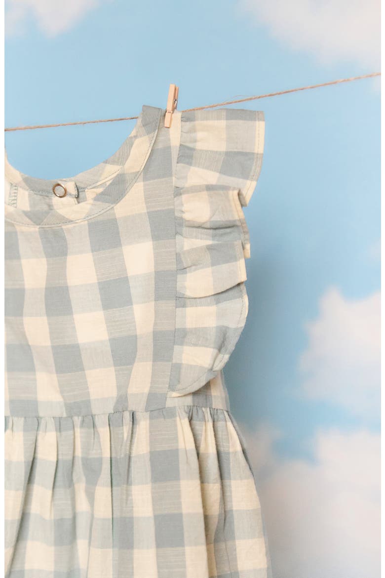 Kids' Checkmate Flutter Sleeve Organic Cotton Dress, Alternate, color, CHECKMATE POND
