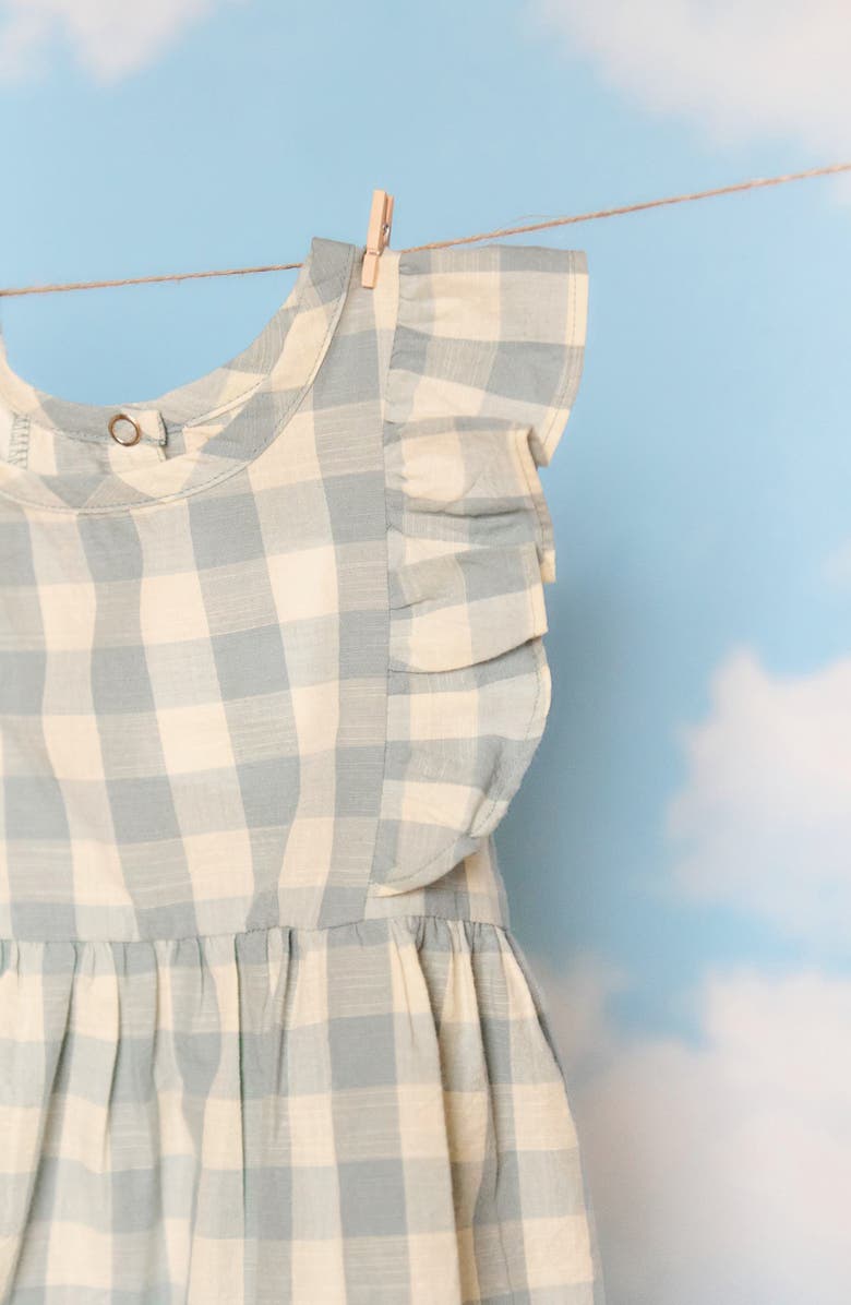 Pehr Kids' Checkmate Flutter Sleeve Organic Cotton Dress, Alternate, color, Checkmate Pond