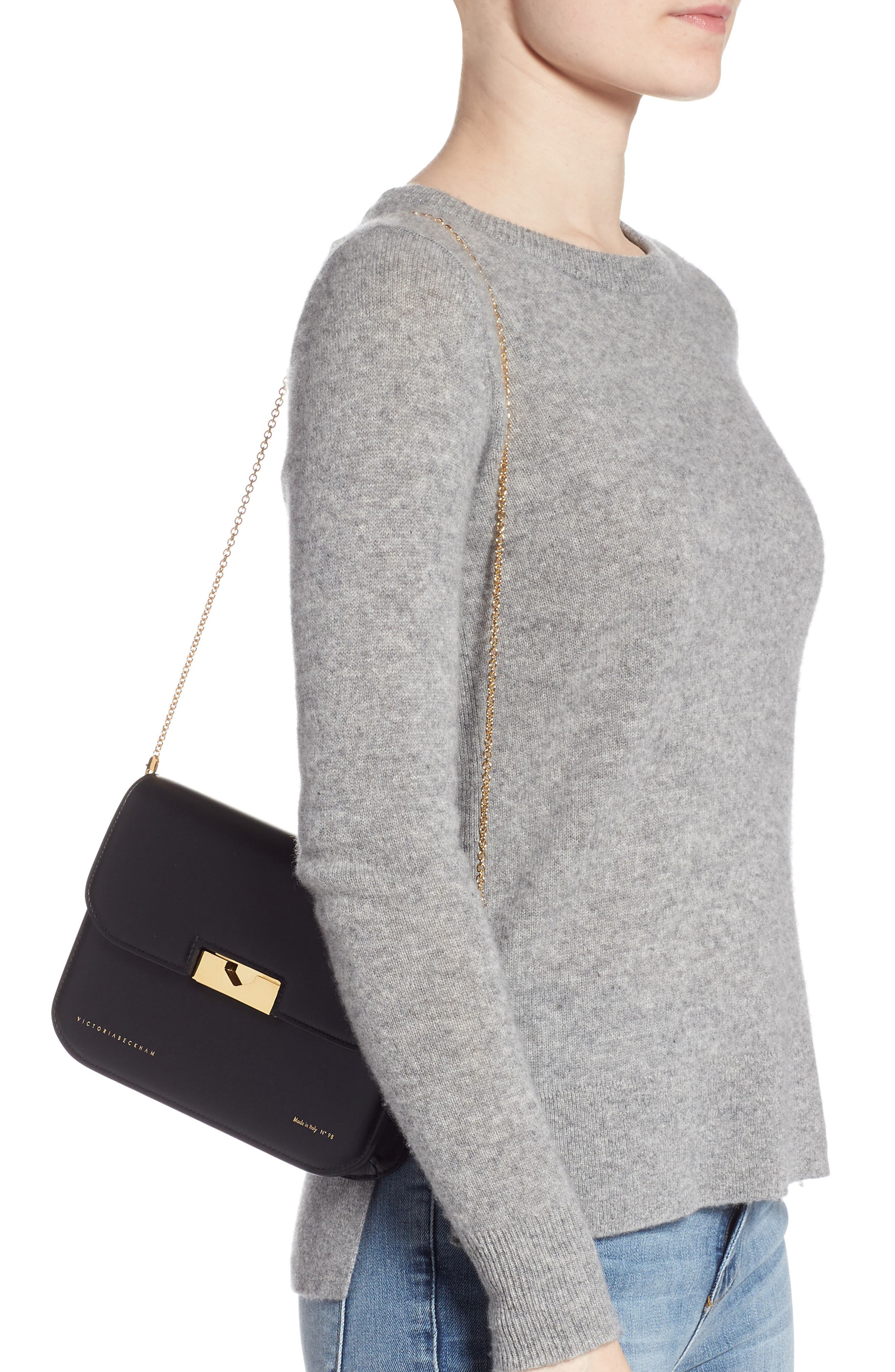 Victoria Beckham Eva Leather Clutch, Alternate, color, 