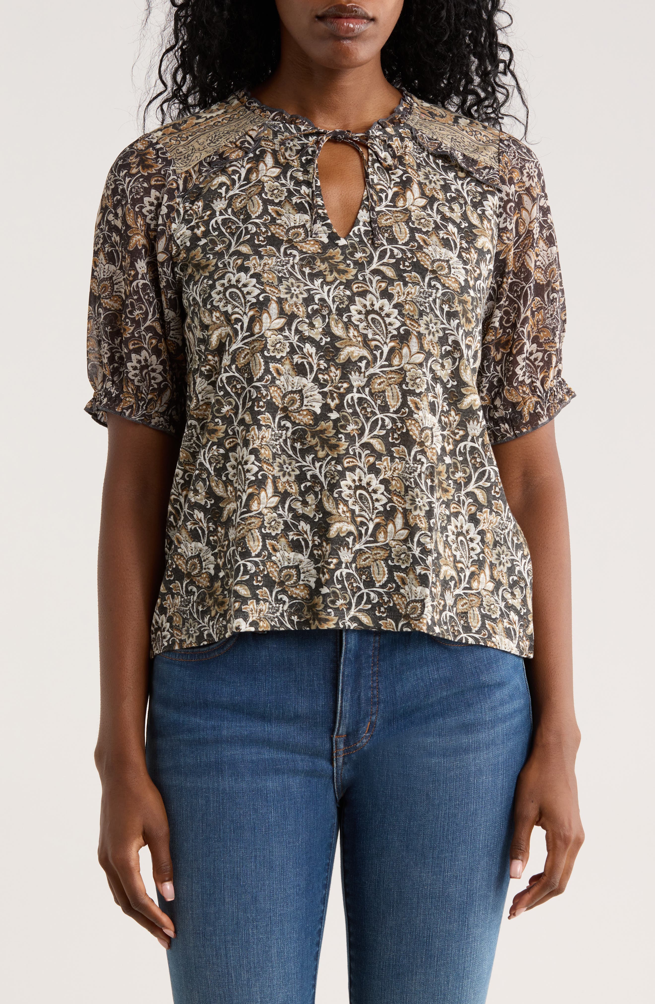Lucky Brand Puff Sleeve Top