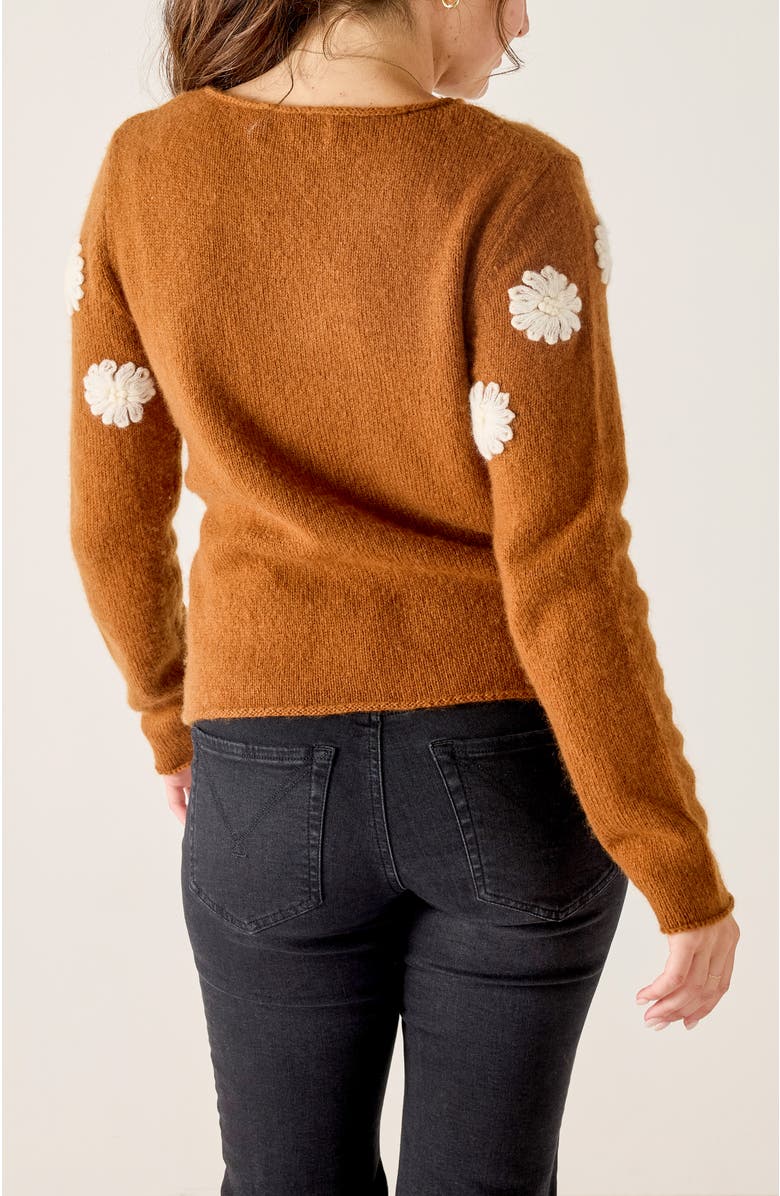 Voyageur by MERSEA Camellia Cashmere Embroidered Sweater, Alternate, color, Cinder/Ivory